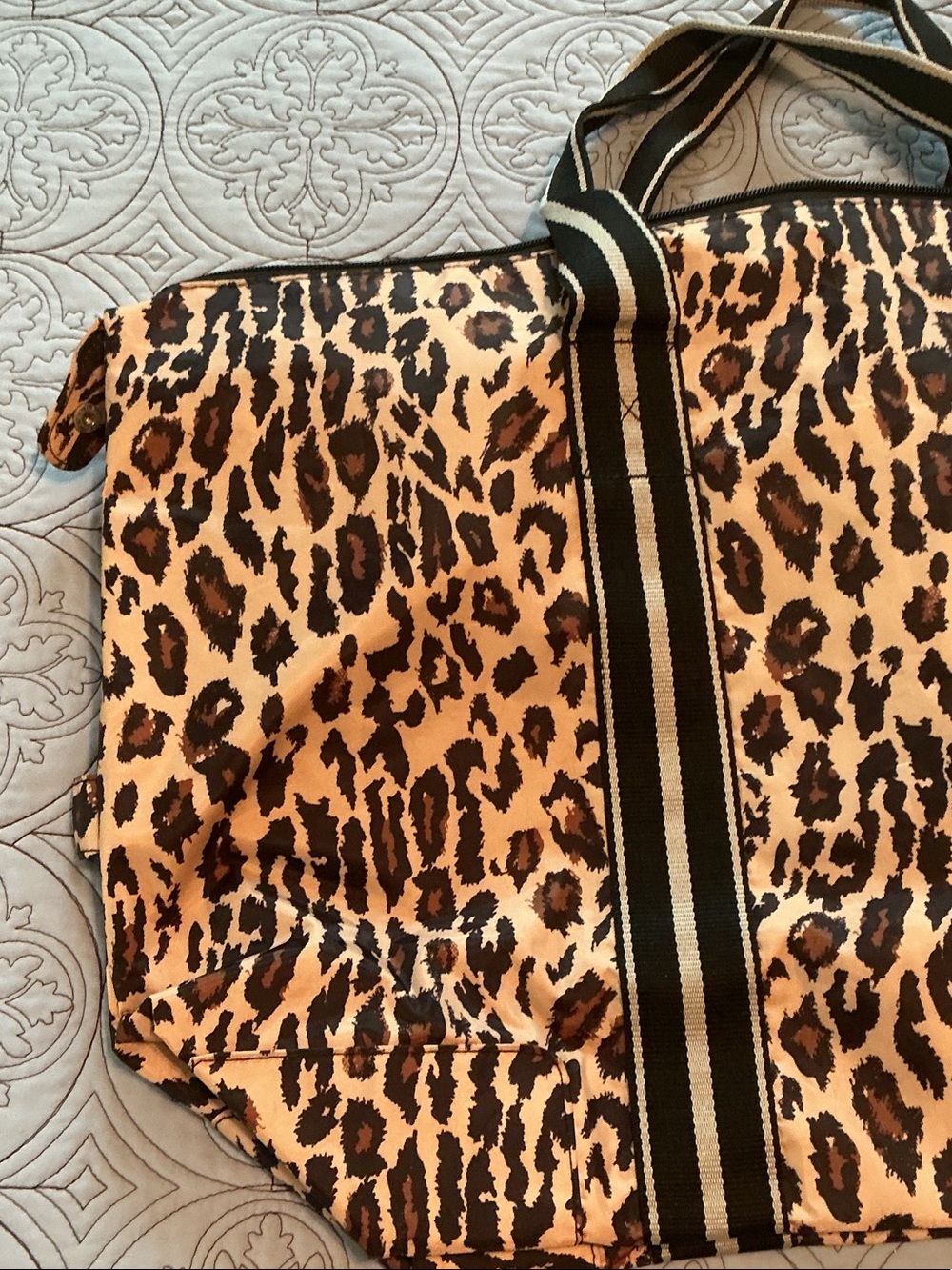 Leopard Print Tote Bag in Beige and Brown - Picture 3 of 5